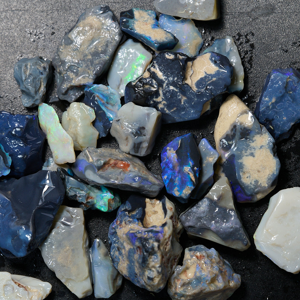 248 cts Rough Black Opal Parcel Lightning Ridge - Potch and Colour CMR