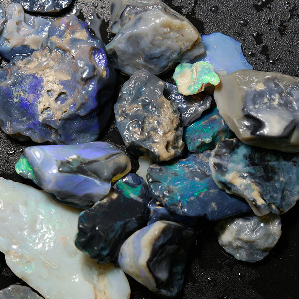168 cts Rough Black Opal Parcel Lightning Ridge - Potch and Colour CMR ...