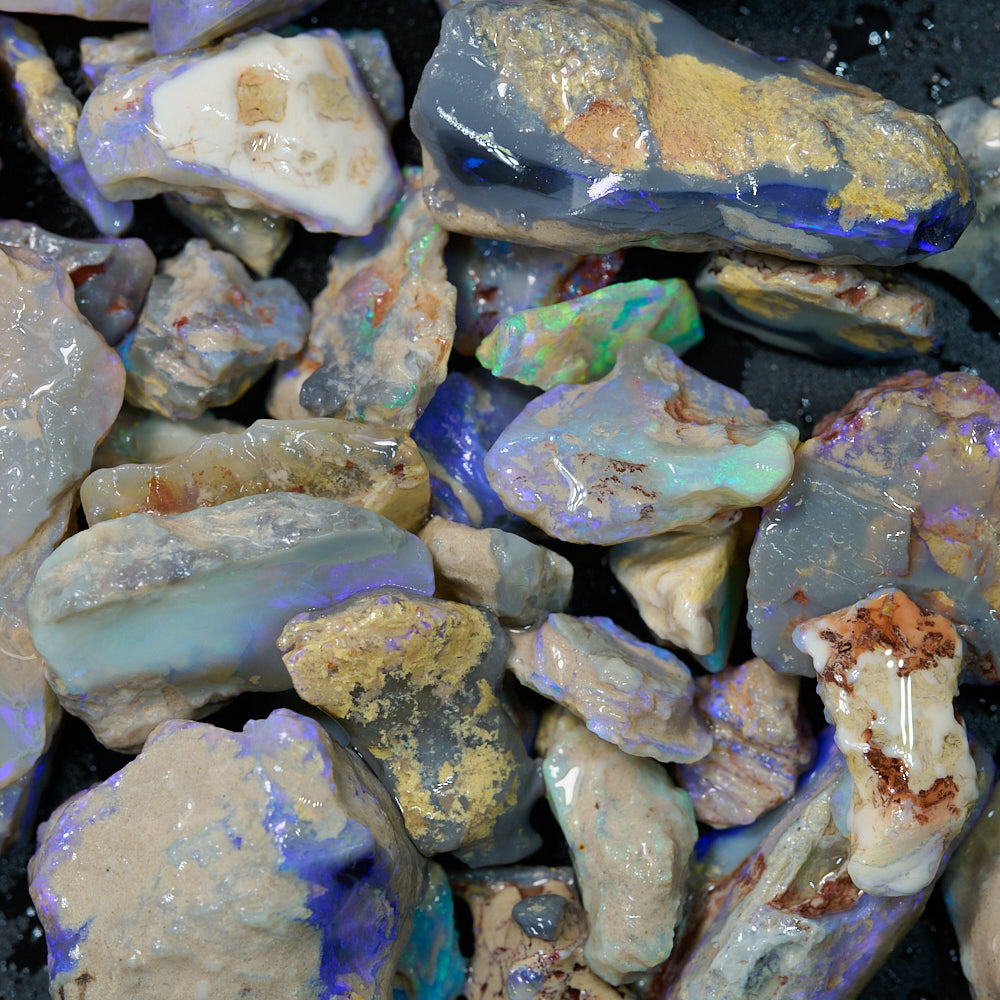 188 cts Rough Black Opal Parcel Lightning Ridge - Potch and Colour CMR