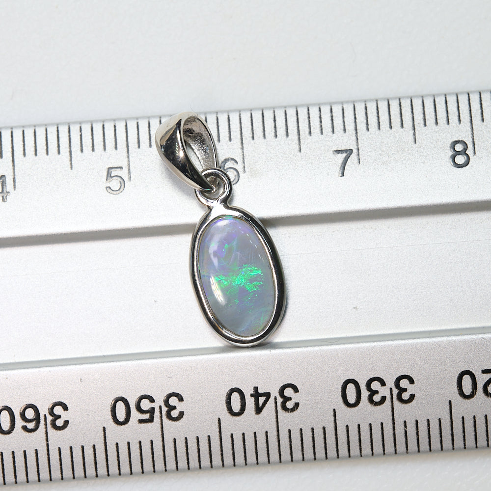 0.78 g Lightning Ridge Solid Opal Pendant Silver L 21.2 mm