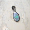 0.78 g Lightning Ridge Solid Opal Pendant Silver L 21.2 mm