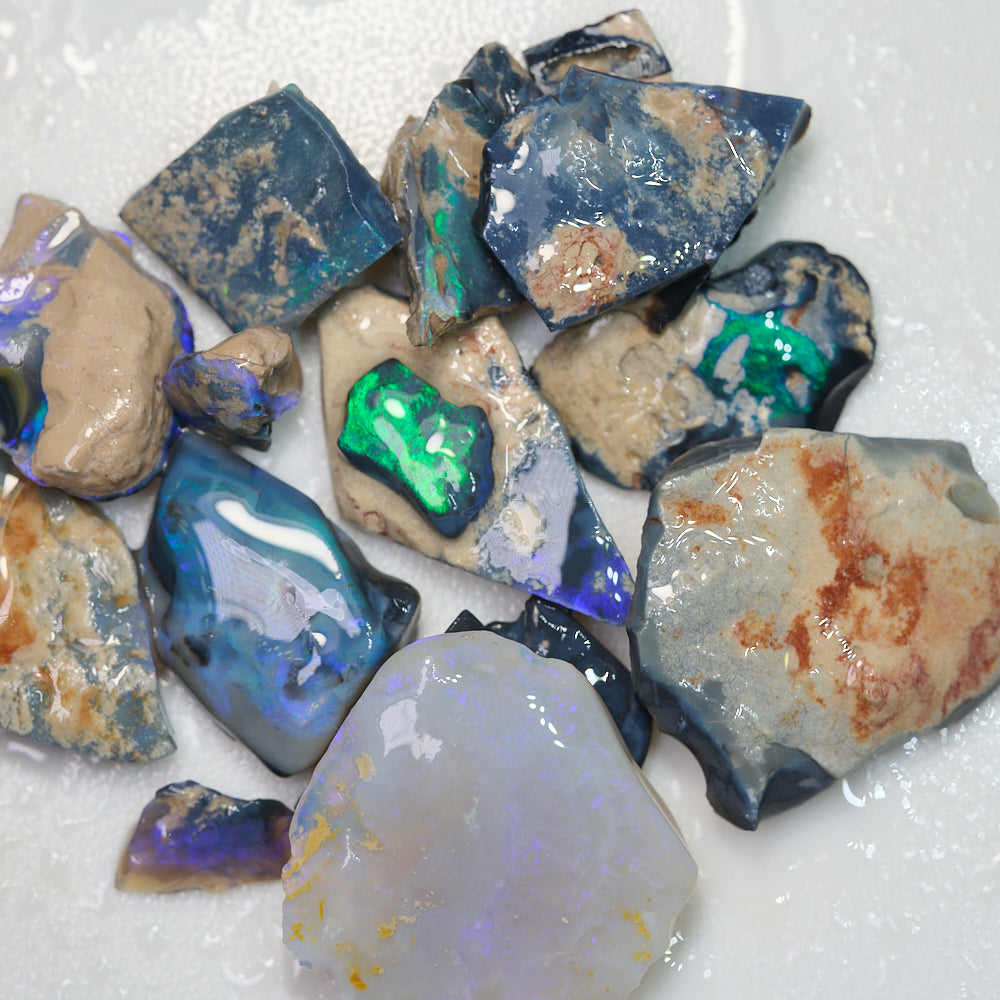 208.5 cts Black Rough Opal Parcel Lightning Ridge Potch &amp; Colour CMR
