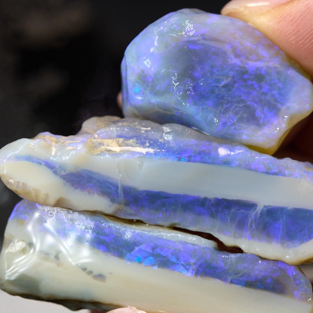 Rough Opal Lightning Ridge -Electric Purple x 5 Pcs