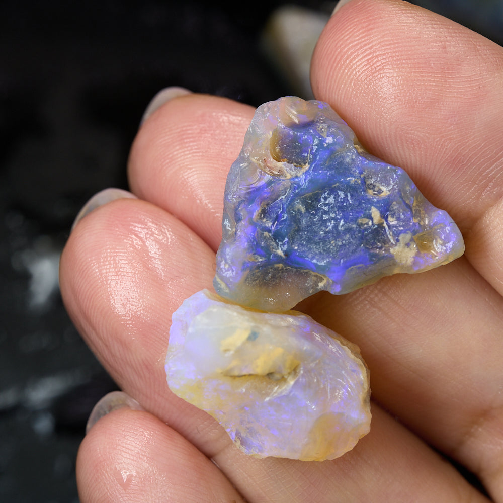 189 cts Rough Opal Lightning Ridge -Electric Purple x 5 Pcs