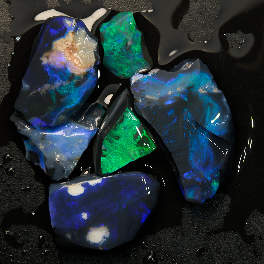42 cts Rough Black Opal Parcel Lightning Ridge Rubs CMR