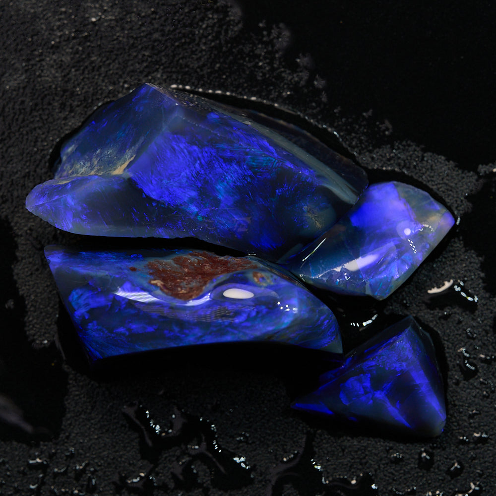 Rough Black Opal Parcel Lightning Ridge-Electric Blue