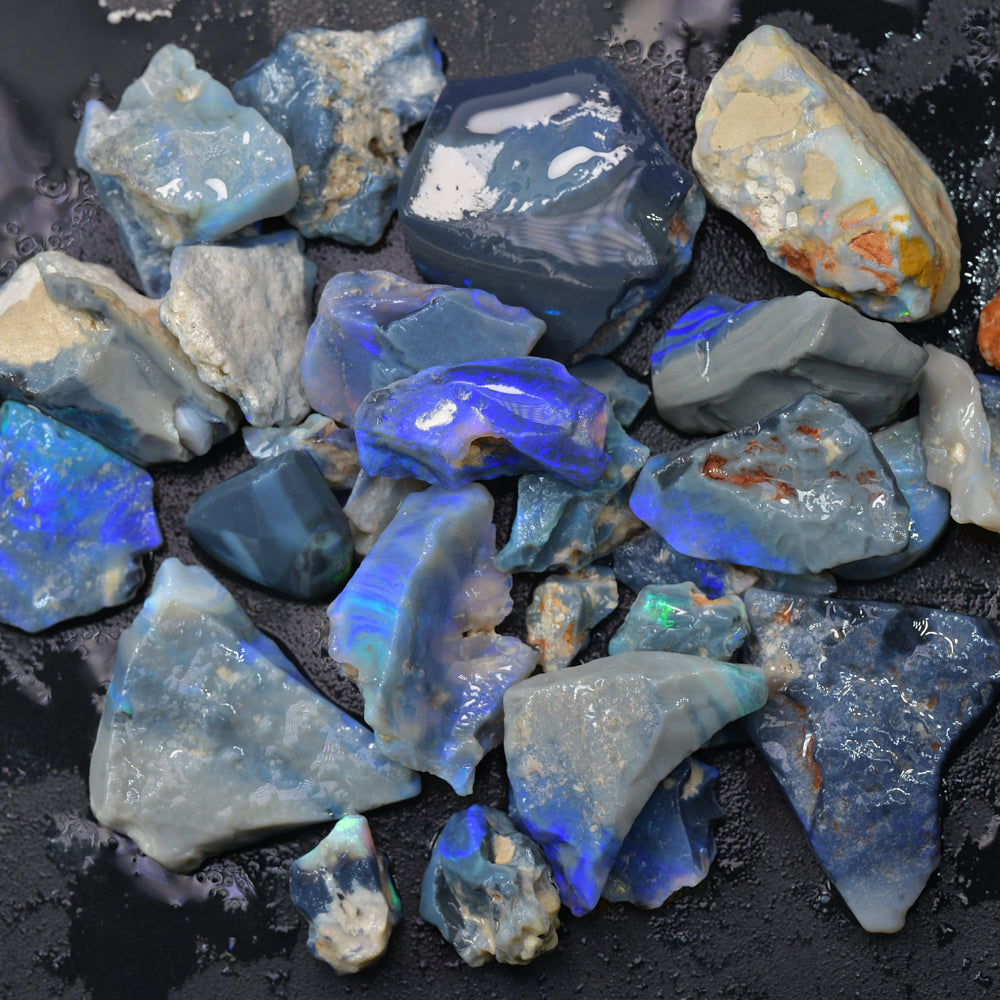  Rough Black Opal Parcel Lightning Ridge Potch and Colour