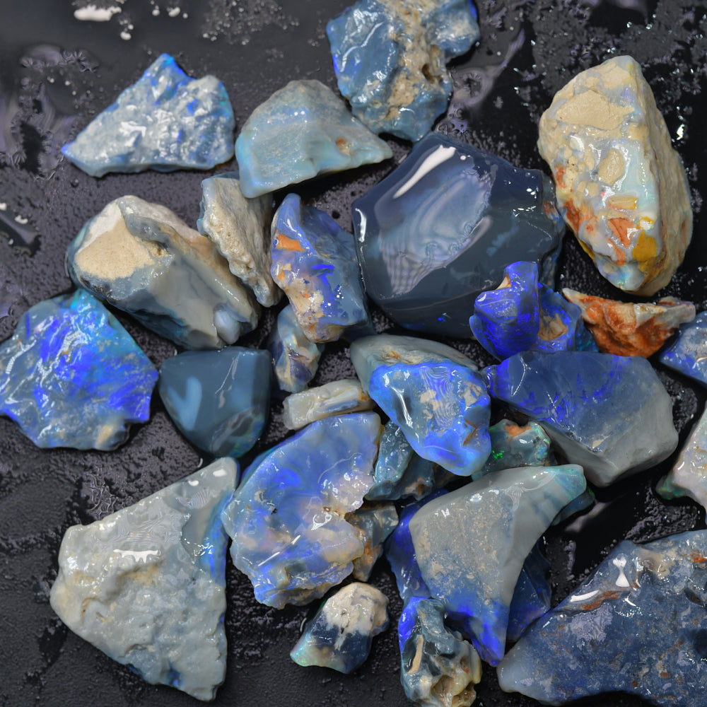 228 cts Rough Black Opal Parcel Lightning Ridge Potch and Colour