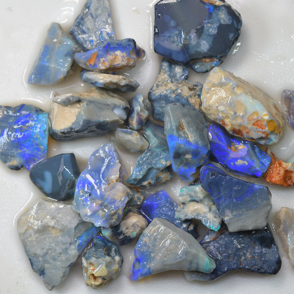 228 cts Rough Black Opal Parcel Lightning Ridge Potch and Colour