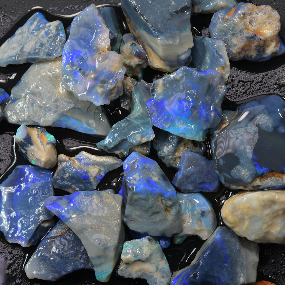 228 cts Rough Black Opal Parcel Lightning Ridge Potch and Colour