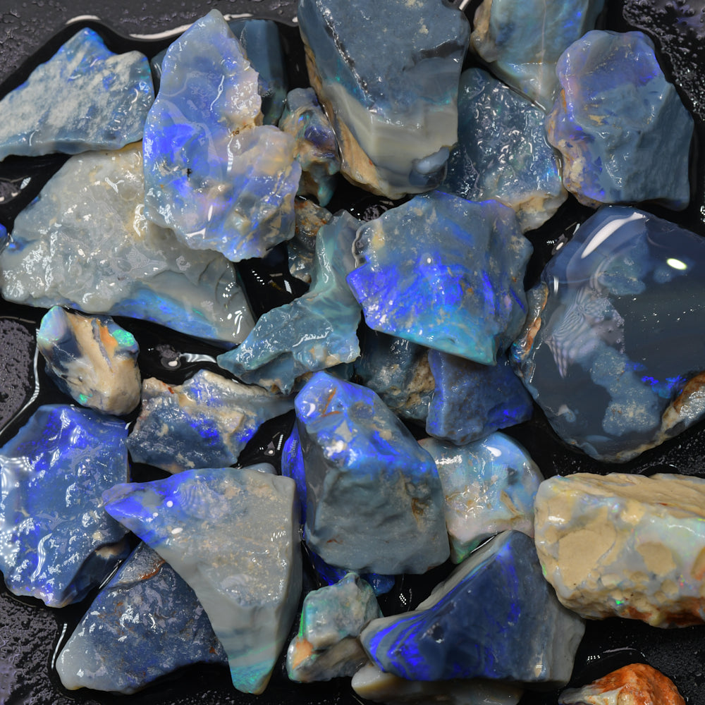  Rough Black Opal Parcel Lightning Ridge Potch and Colour