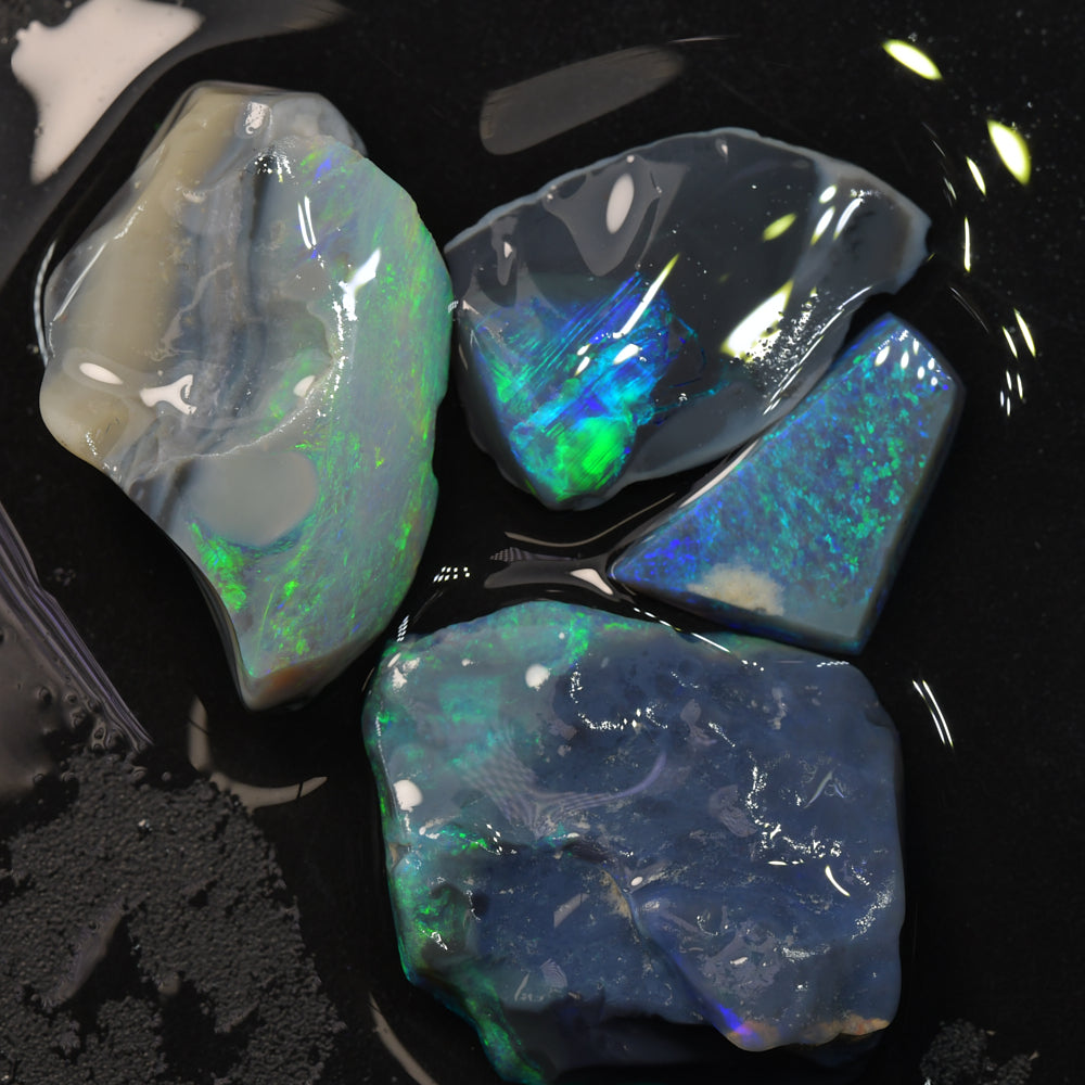 Rough Black Opal Parcel Lightning Ridge Rubbed