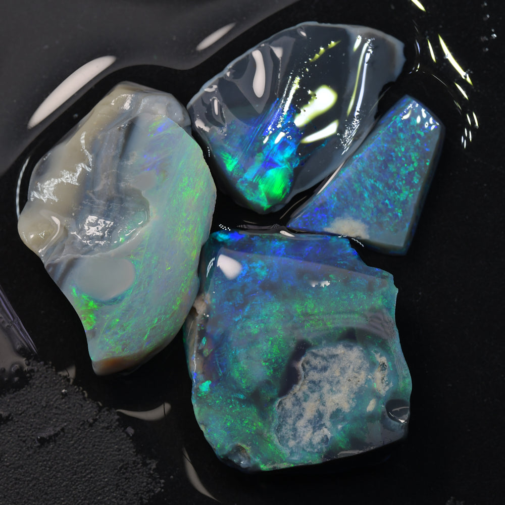 Rough Black Opal Parcel Lightning Ridge Rubbed