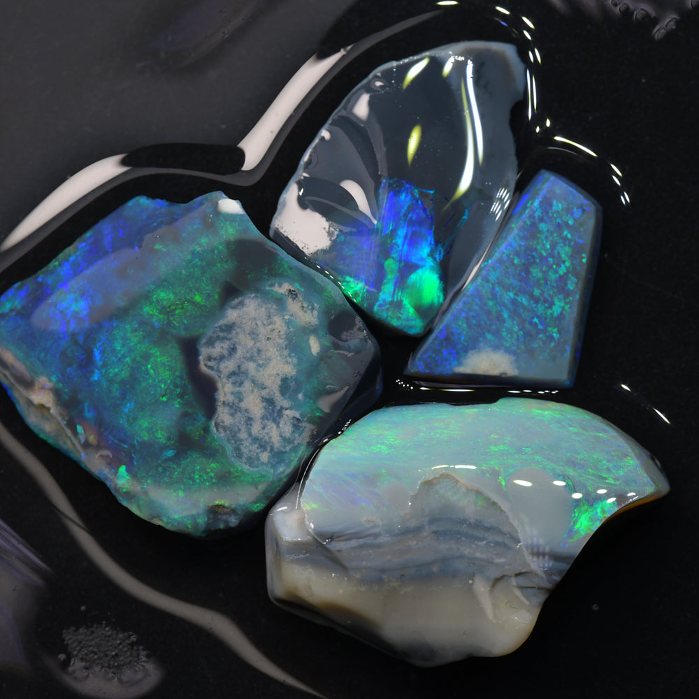 29.8 cts Rough Black Opal Parcel Lightning Ridge Rubbed CMR