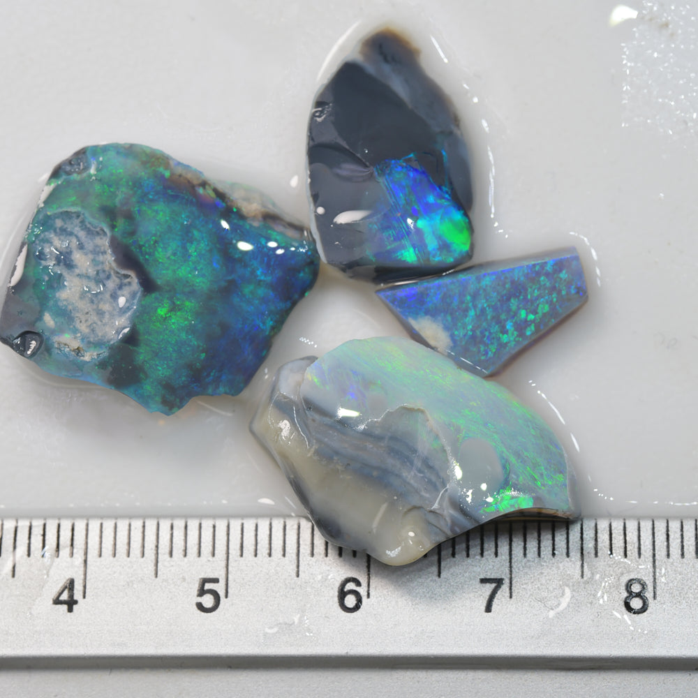Australian Lightning Ridge rubbed black opal parcel with bright colour flashes, natural rough opal for lapidary and collecting