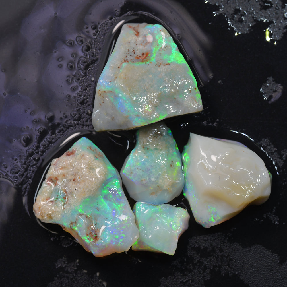 Lightning Ridge mine run rough opal parcel x5 with natural opal, potch, and colour