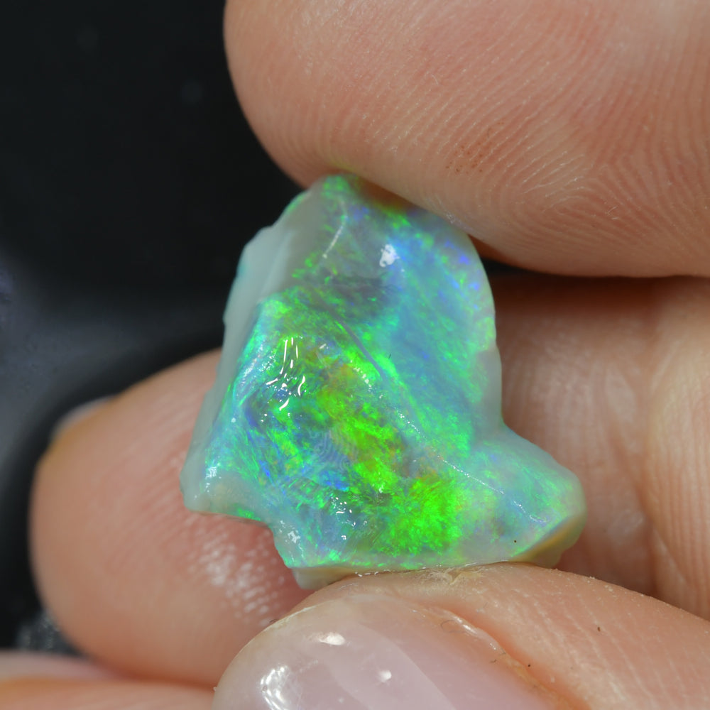 Australian Lightning Ridge selected rough opal featuring vivid green and orange colour flashes, natural opal rough suitable for collectors and lapidary work