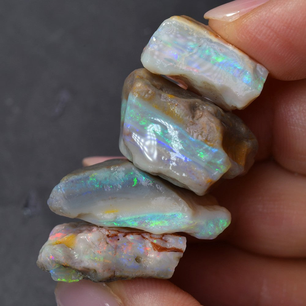 Rough opal parcel from South Australia containing natural opal rough with unique patterns and colour potential