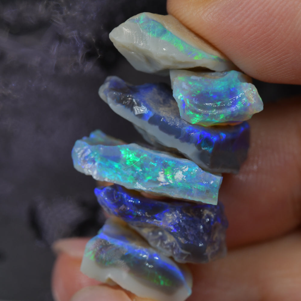 Lightning Ridge rough black opal parcel with natural colour potential