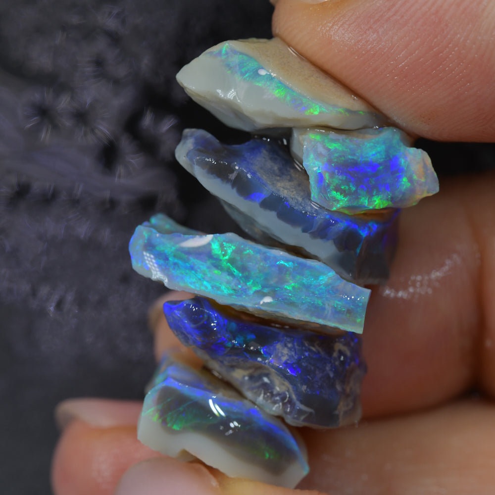 Australian Lightning Ridge rough black opal parcel featuring natural black opal rough, ideal for cutting, polishing, lapidary work, and collecting