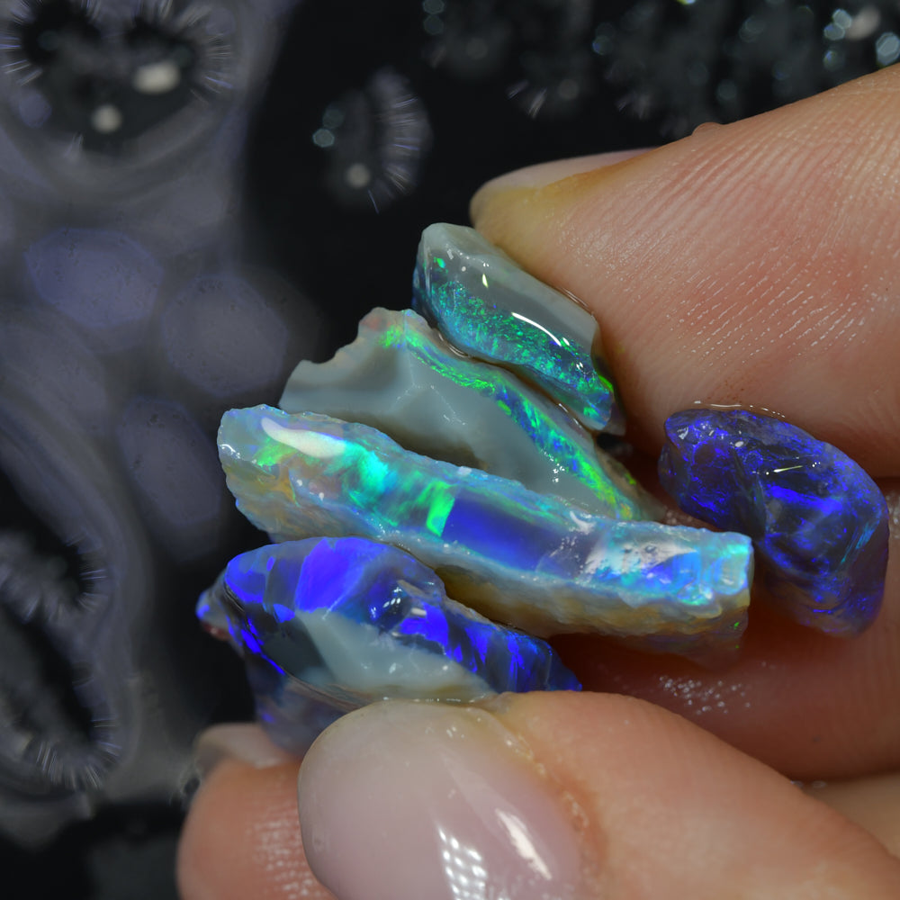 Lightning Ridge rough opal parcel with natural Australian opal rough