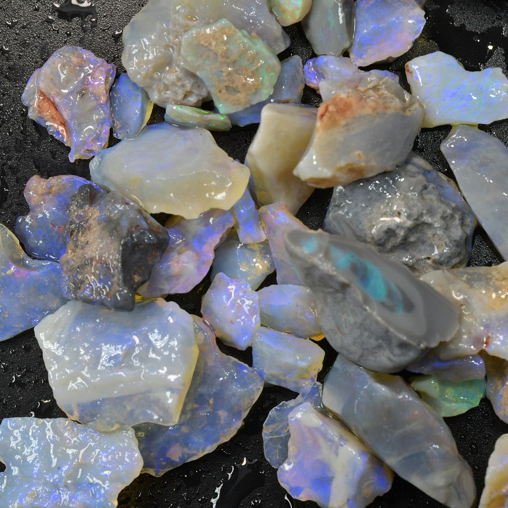 Lightning Ridge rough opal parcel with potch and natural colour