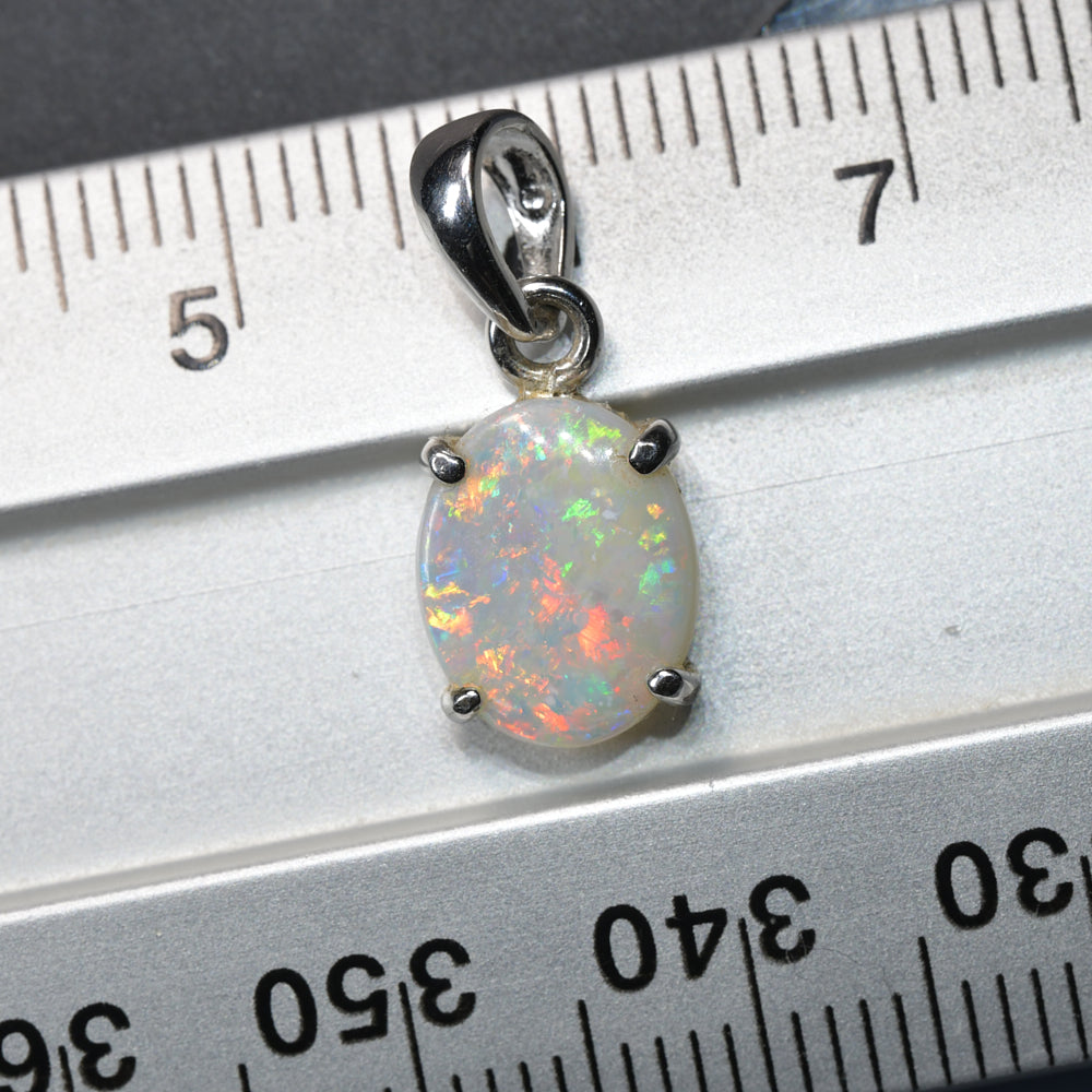 0.78 g Lightning Ridge Solid Opal Pendant Silver L18.2 mm
