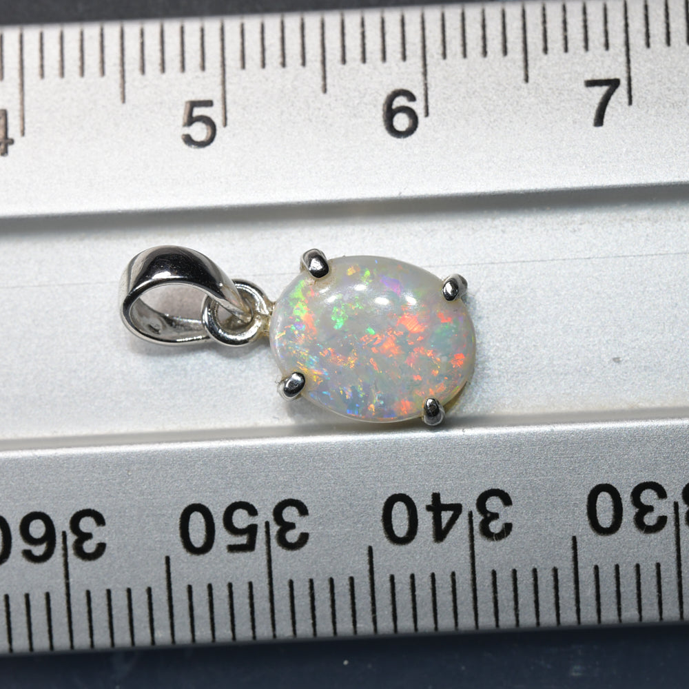 0.78 g Lightning Ridge Solid Opal Pendant Silver L18.2 mm