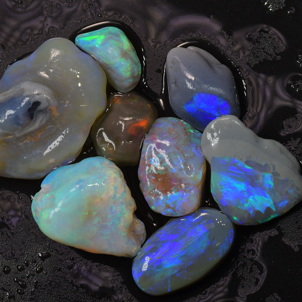 Lightning Ridge nobby rough opal parcel from Australia containing natural nobby opal with colour potential and unique formations
