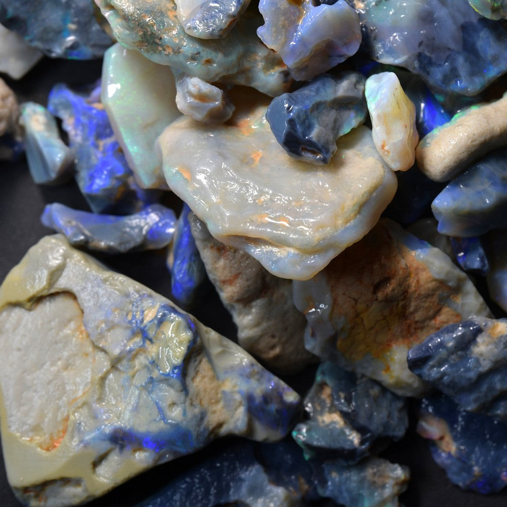 444 cts Rough Black Opal Parcel Lightning Ridge Potch and Colour
