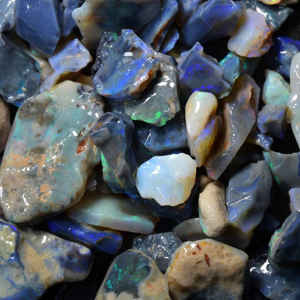 444 cts Rough Black Opal Parcel Lightning Ridge Potch and Colour