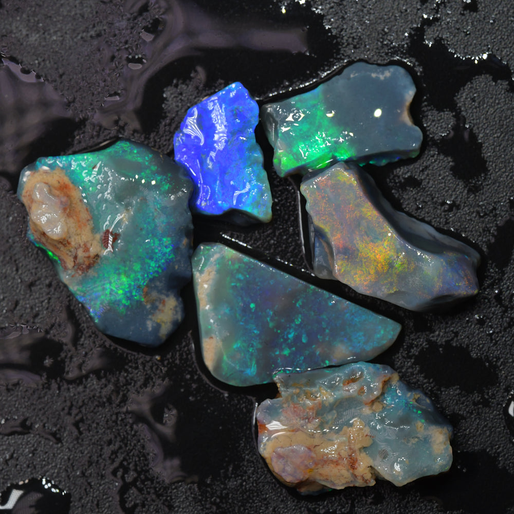 14.7 cts Rough Black Opal Parcel Lightning Ridge Rubs CMR