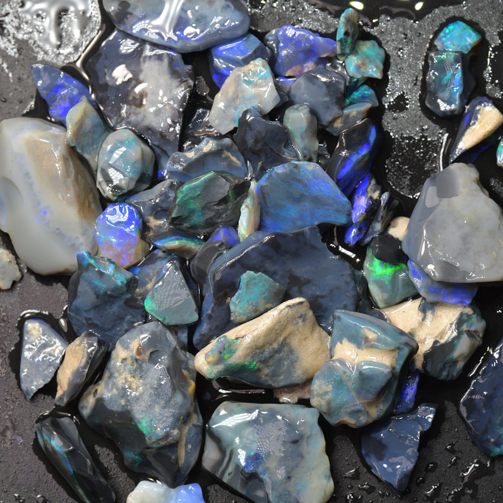  Rough Black Opal Parcel Lightning Ridge - Potch and Colour