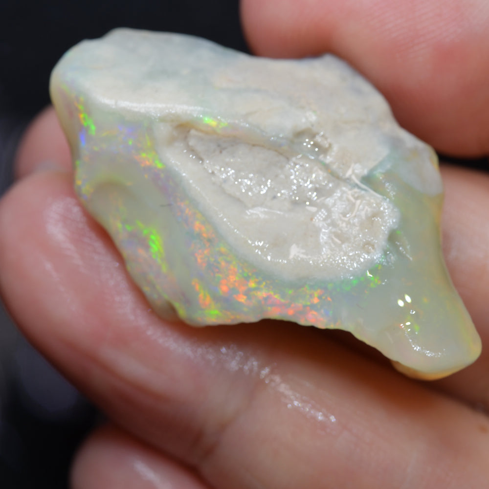 Rough Black Opal Lightning Ridge Carving