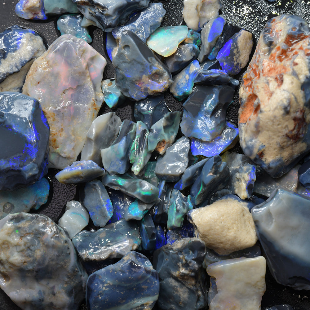 Rough Black Opal Parcel Lightning Ridge - Potch and Colour 