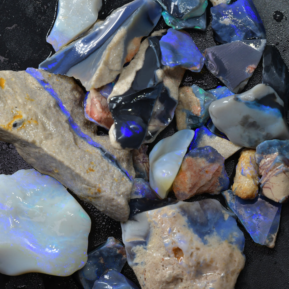 194.8 cts Rough Black Opal Parcel Lightning Ridge - Potch and Colour CMR