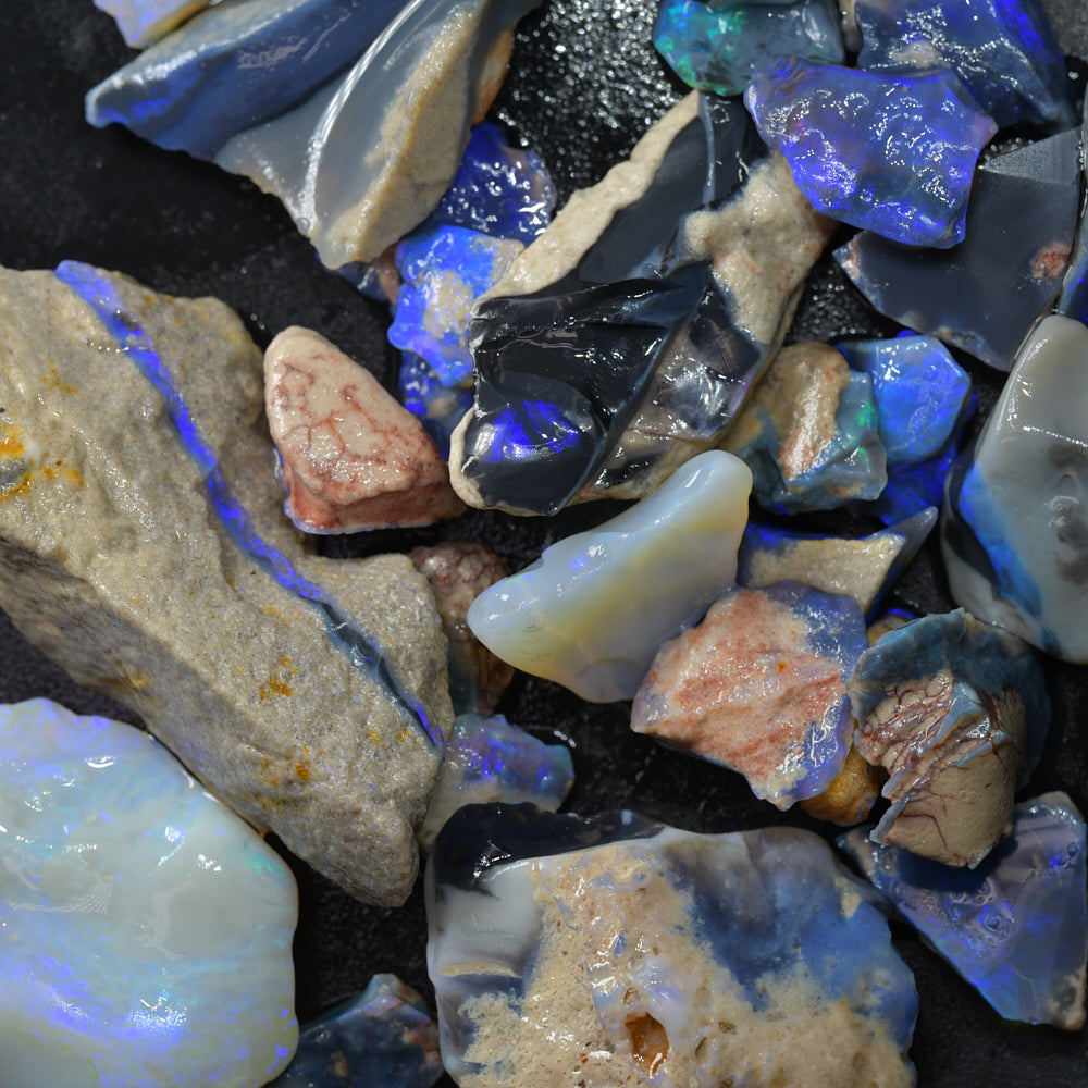 194.8 cts Rough Black Opal Parcel Lightning Ridge - Potch and Colour CMR
