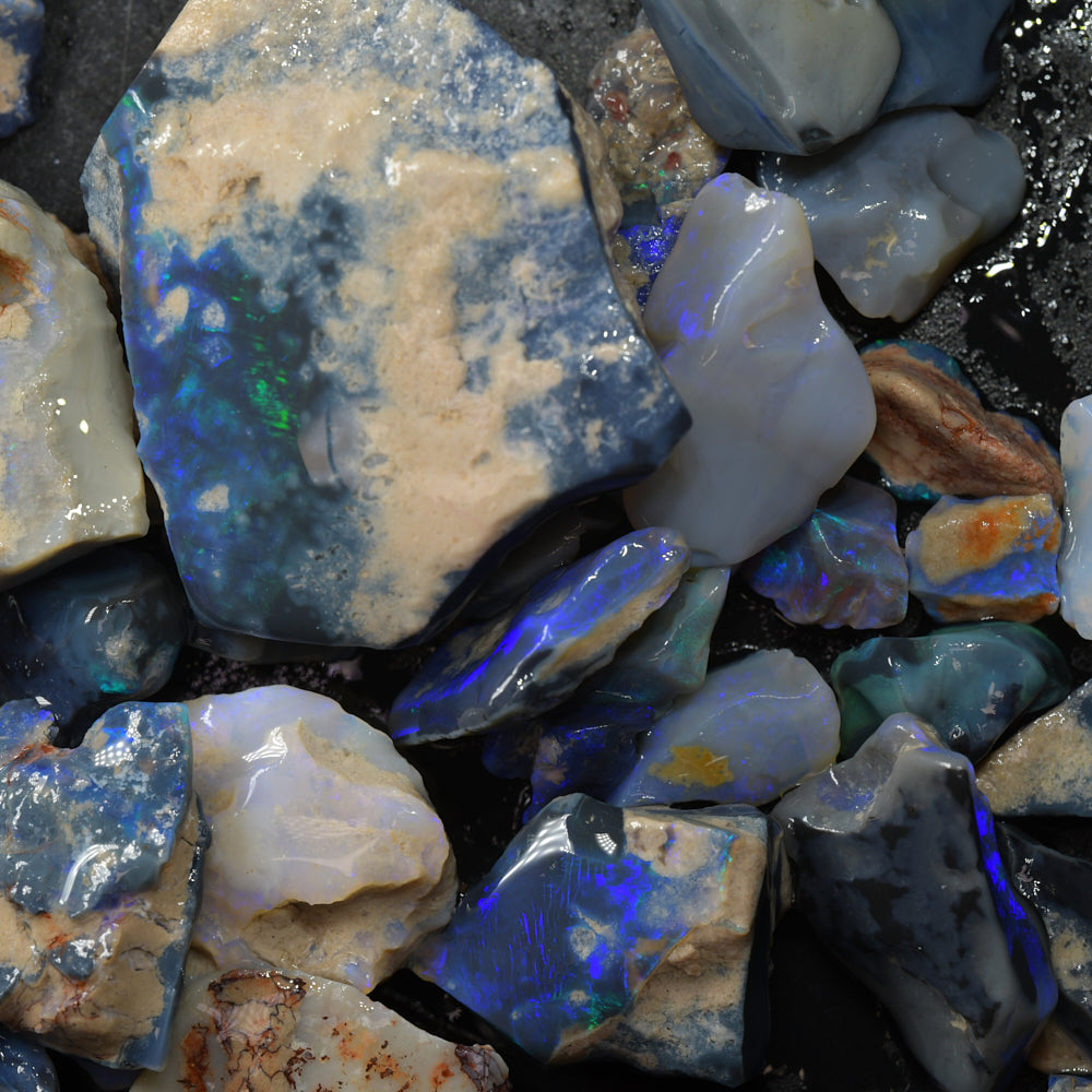 Rough Black Opal Parcel Lightning Ridge - Potch and Colour