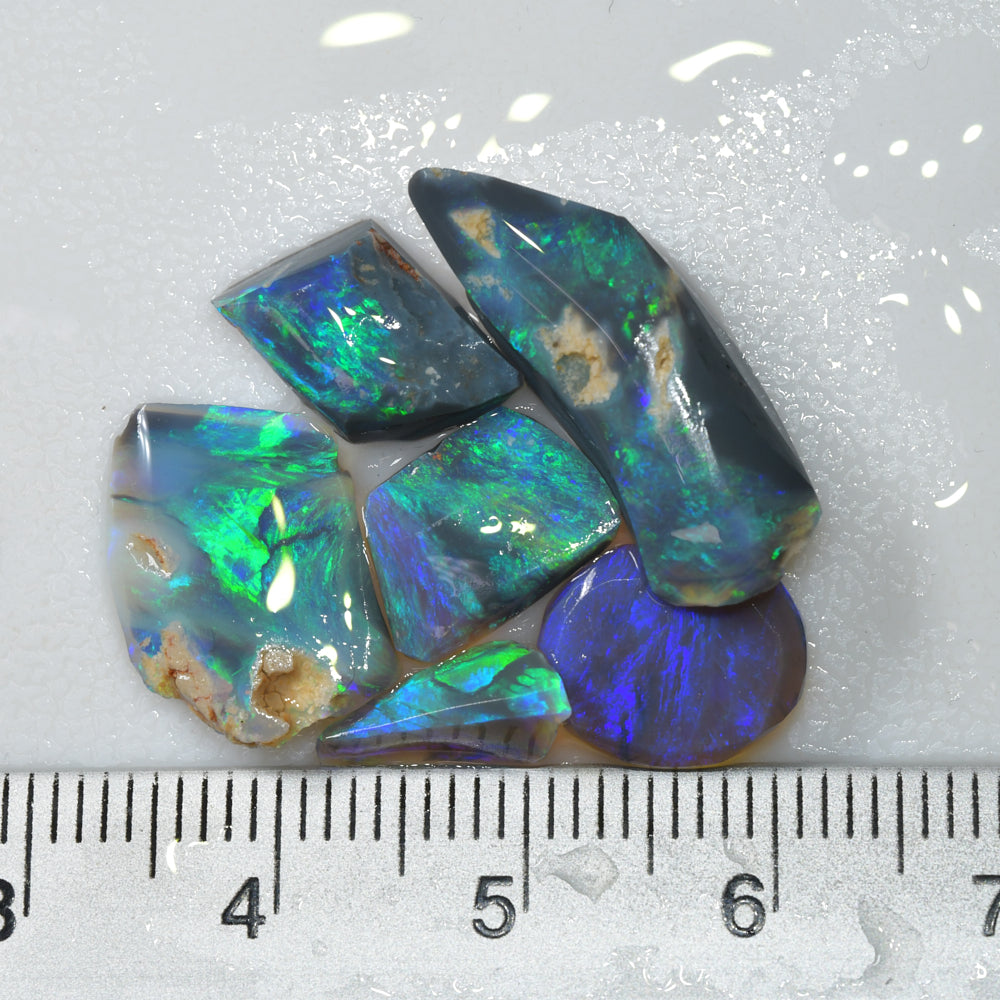 13.1 cts Rough Black Opal Parcel Lightning Ridge Rubbed CMR