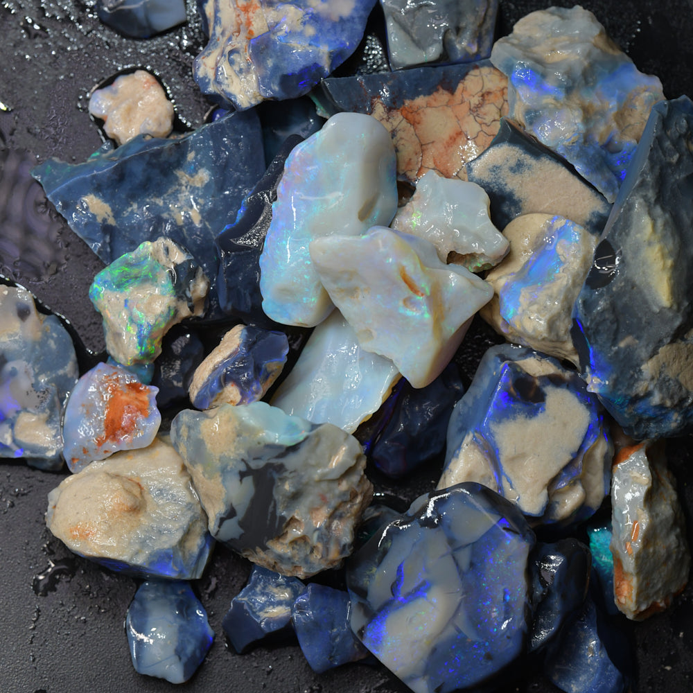 251.2 cts Rough Black Opal Parcel Lightning Ridge - Potch and Colour 
