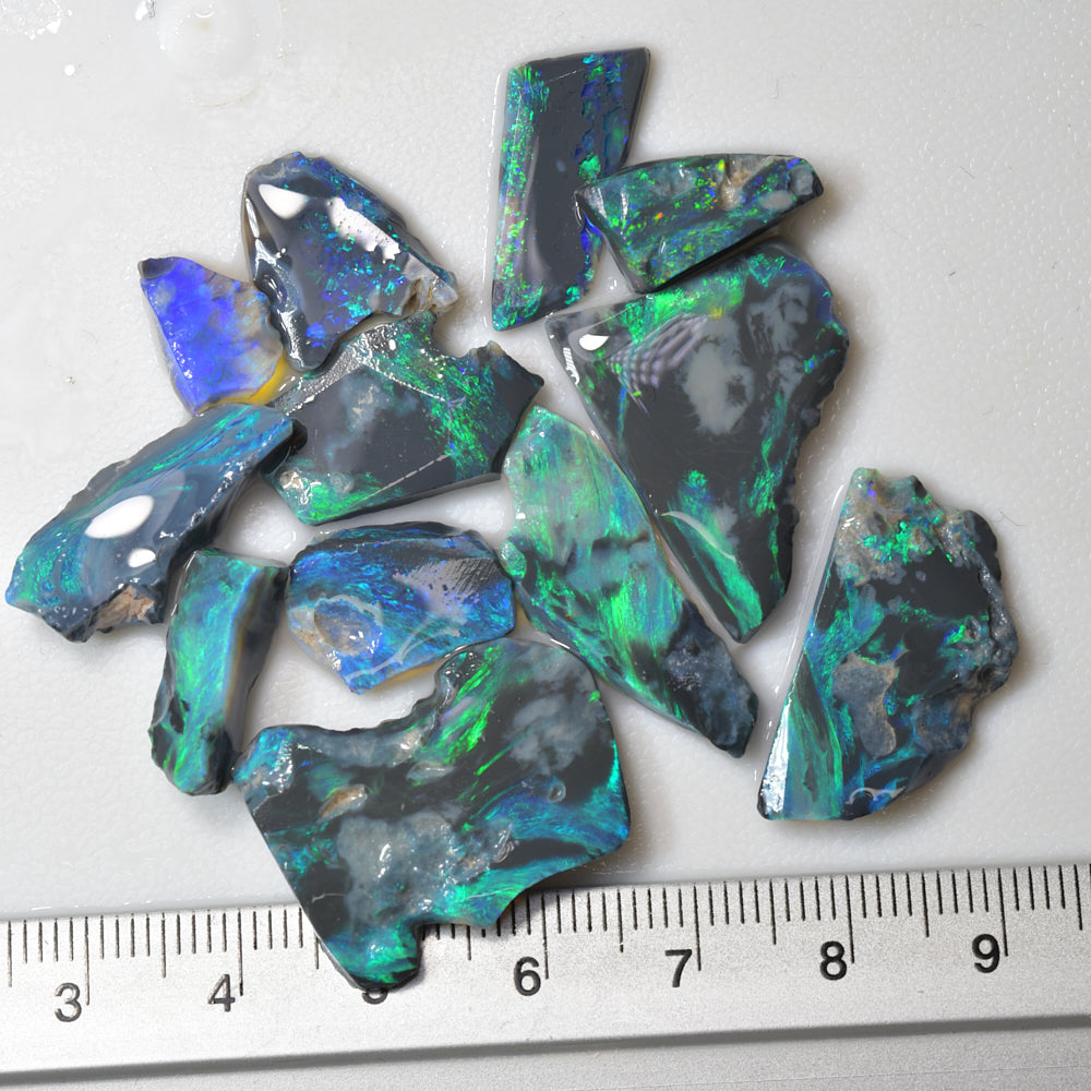 52.9 cts Rough Black Opal Parcel Lightning Ridge Rubbed CMR