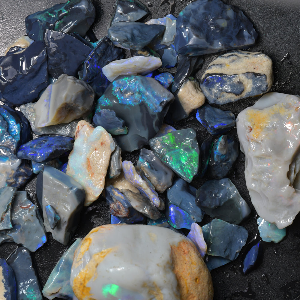 392 cts Rough Black Opal Parcel Lightning Ridge - Potch and Colour CMR