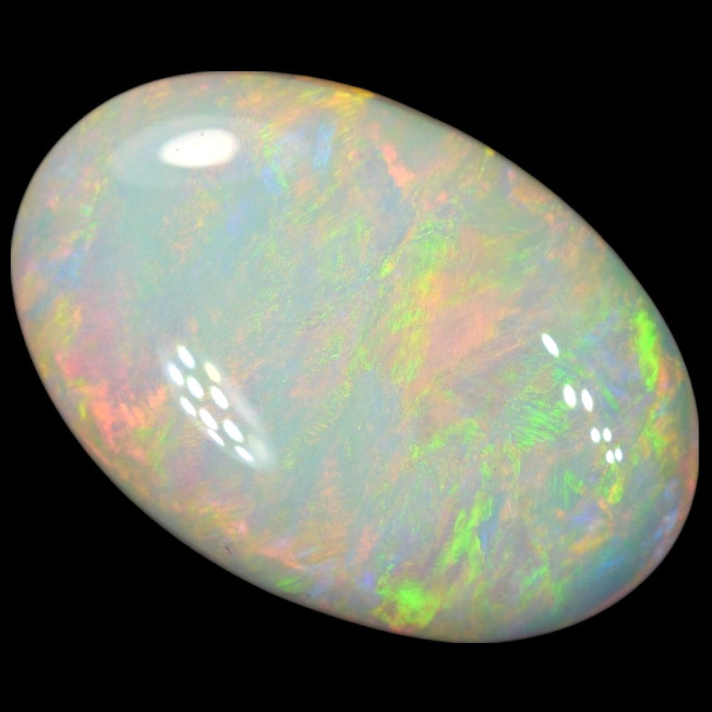 2.36 cts multicolour opal stone from Lightning Ridge, showcasing vibrant flashes of color on a low dome.