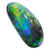 1.89 cts Black Opal Lightning Ridge with vibrant orange and green hues, low dome F-form shape.