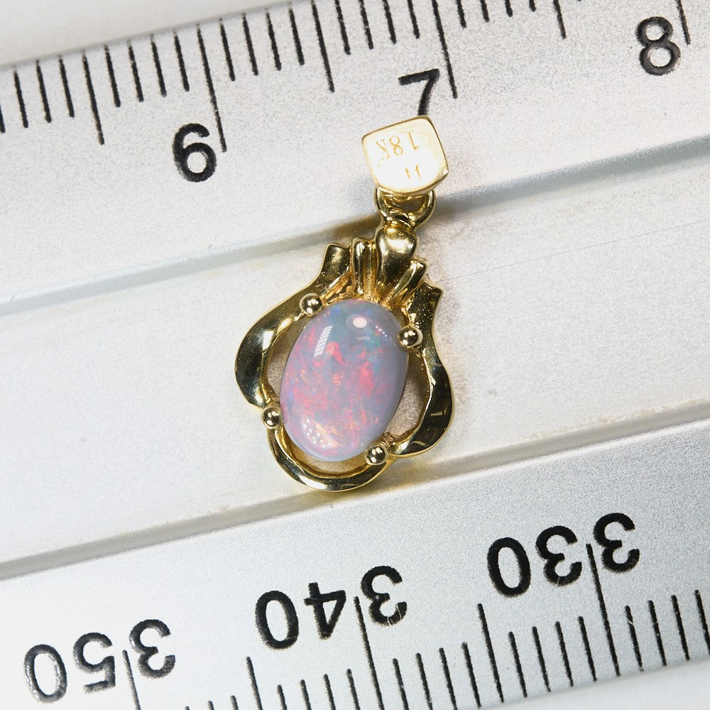 Genuine Opal Solid Pendant Lightning Ridge 14K Gold L 16.5 mm
