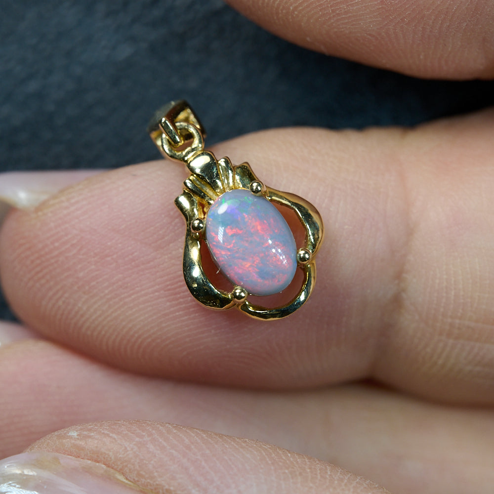 Genuine Opal Solid Pendant Lightning Ridge 14K Gold L 16.5 mm