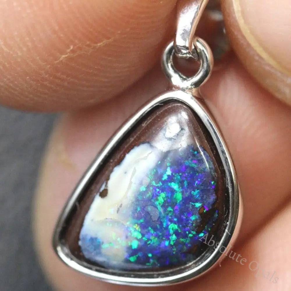 Australian Boulder Opal Pendant Sterling Silver L22.2Mm 1.94Gr Jewellery
