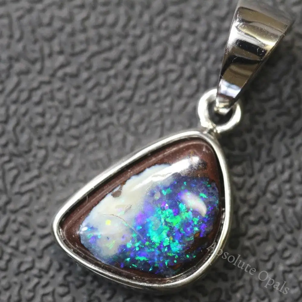 Australian Boulder Opal Pendant Sterling Silver L22.2Mm 1.94Gr Jewellery