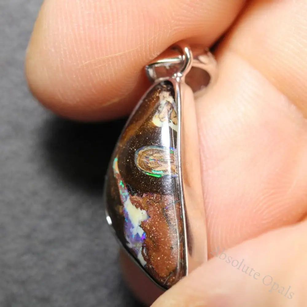 Australian Boulder Opal Pendant Sterling Silver L29.2 Mm 2.5 G Jewellery