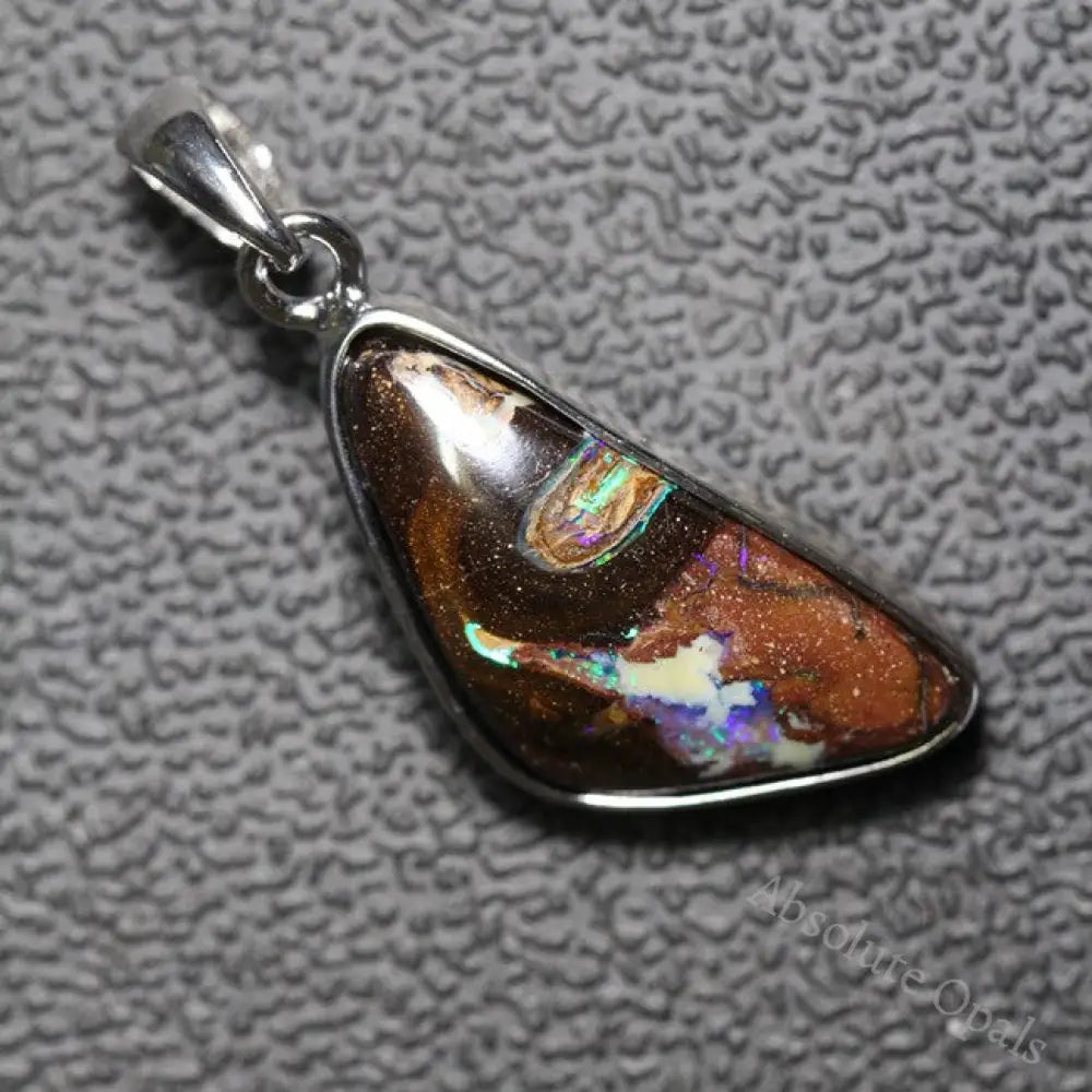 Australian Boulder Opal Pendant Sterling Silver L29.2 Mm 2.5 G Jewellery